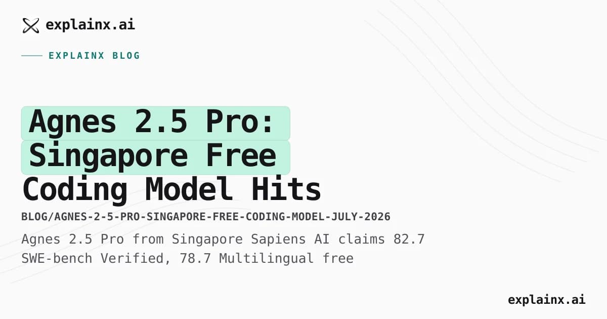 Agnes 2.5 Pro: Singapore Free Coding Model Hits 82.7 SWE-bench Verified