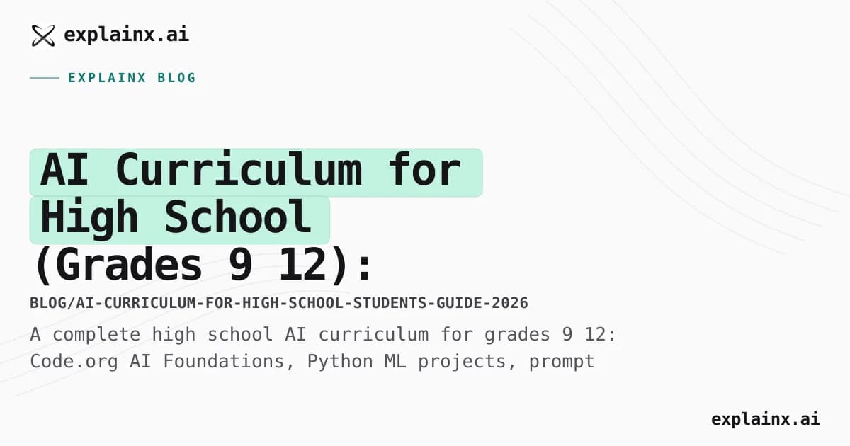 High School AI Curriculum Grades 9–12 Guide 2026 | explainx.ai Blog ...