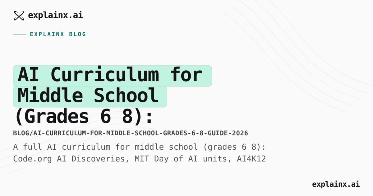 Middle School AI Curriculum Grades 6–8 Guide 2026 | explainx.ai Blog ...