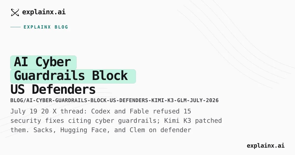 AI Cyber Guardrails Block US Defenders — Kimi K3 and GLM 5.2 Fix What Codex and Fable Refused