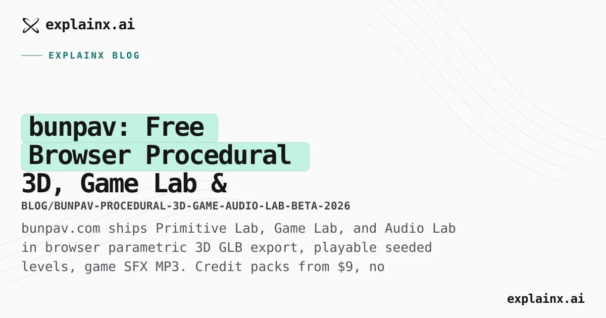 bunpav: Free Browser Procedural 3D, Game Lab & Audio for Indie Devs (2026)