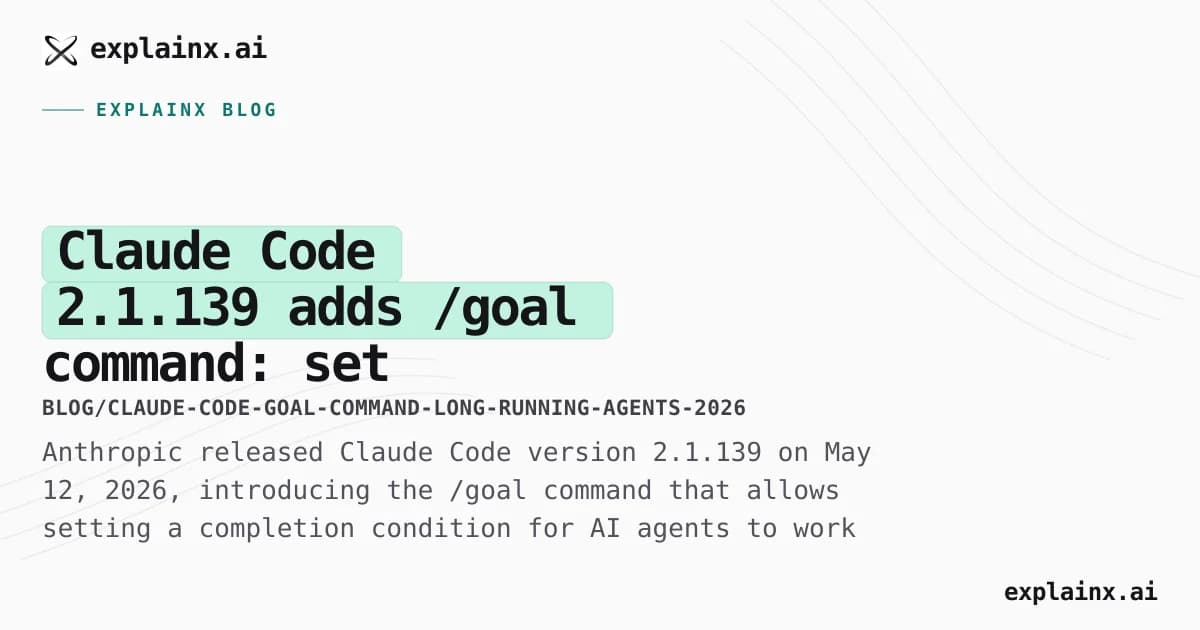 Claude Code 2.1.139 adds /goal command: set completion conditions and let agents work across multiple turns until met