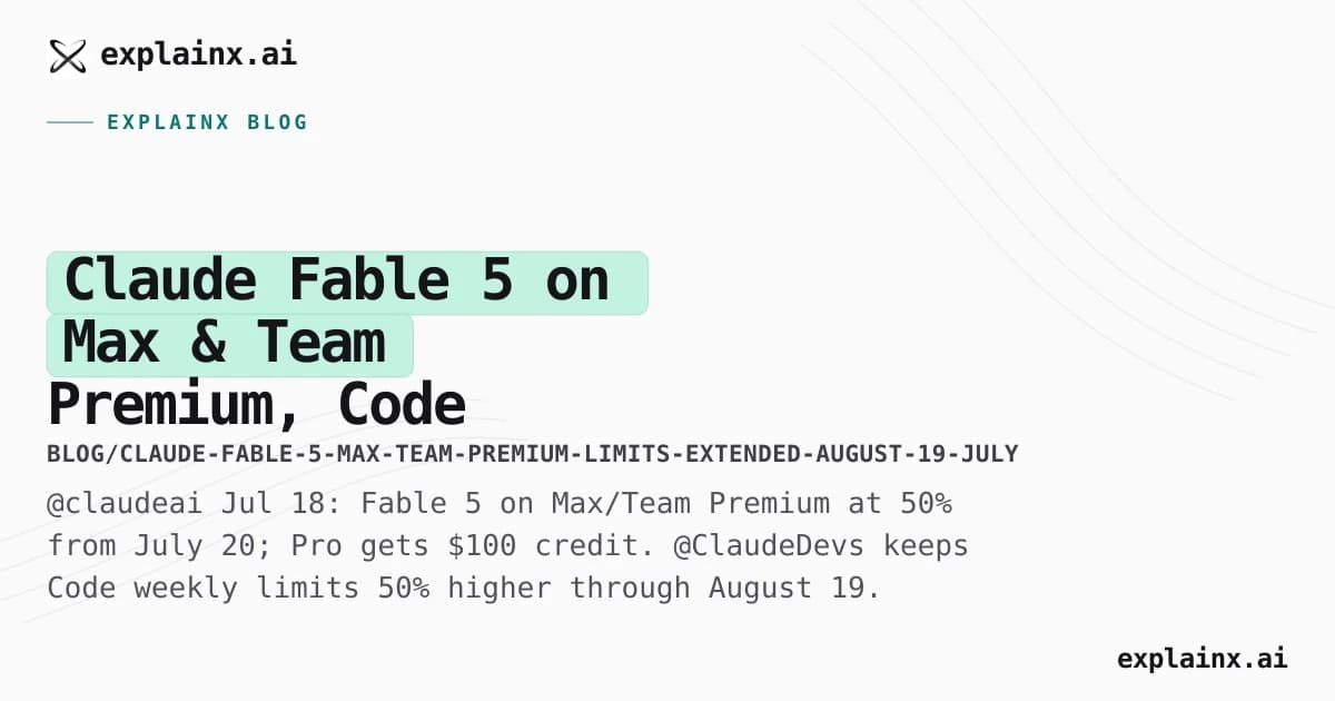 Claude Fable 5 on Max & Team Premium, Code Limits Through August 19 — July 18 Retention Play