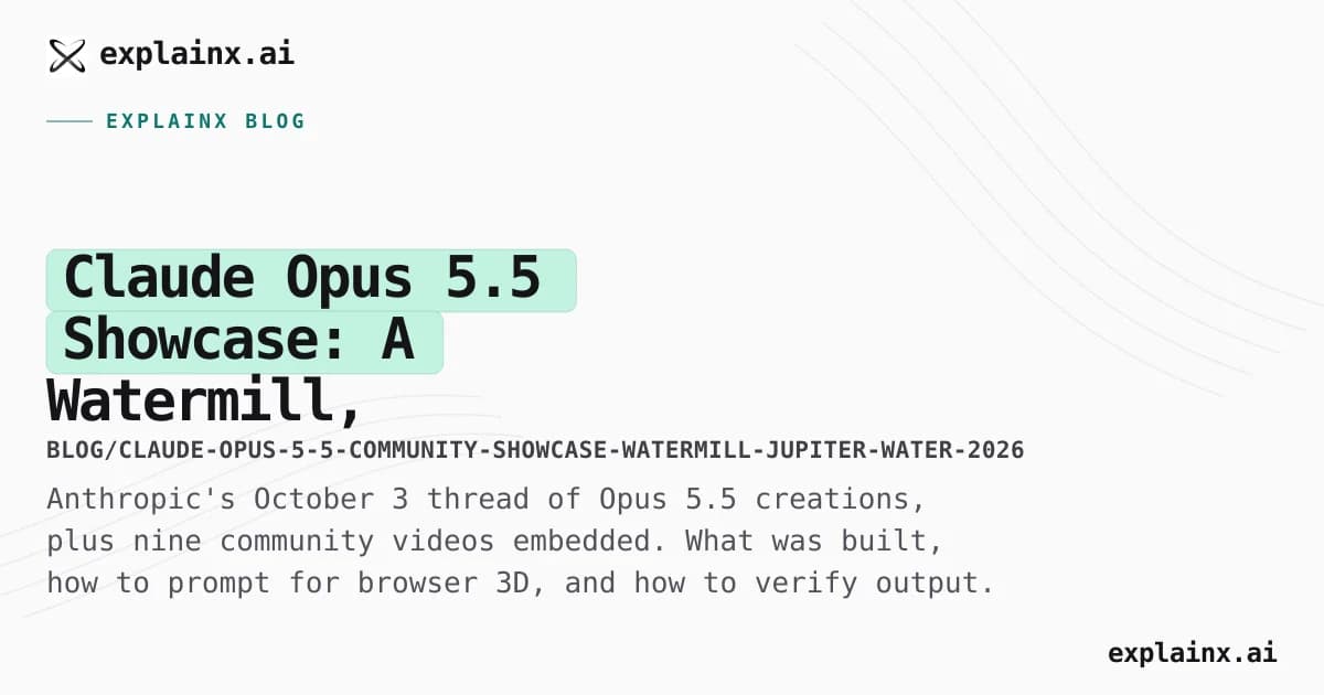 Claude Opus 5.5 Showcase: A Watermill, Embossed Cards, a Milky Way-to-Jupiter Site and Browser Water