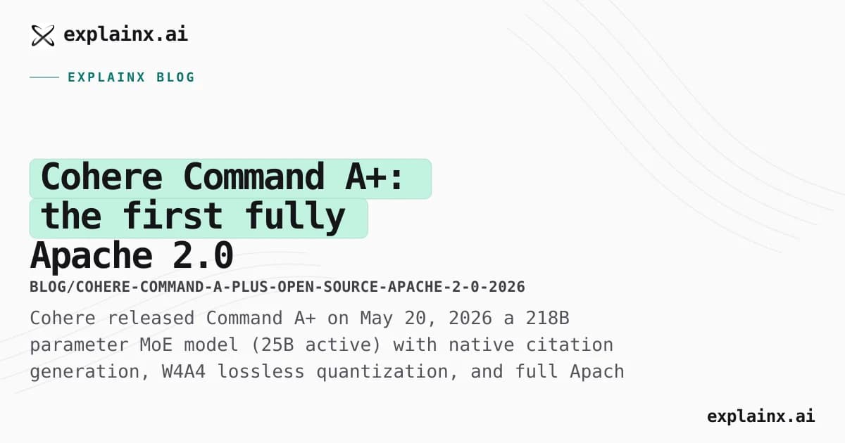 Cohere Command A+: the first fully Apache 2.0 enterprise AI model that runs on 2 H100s (May 2026)