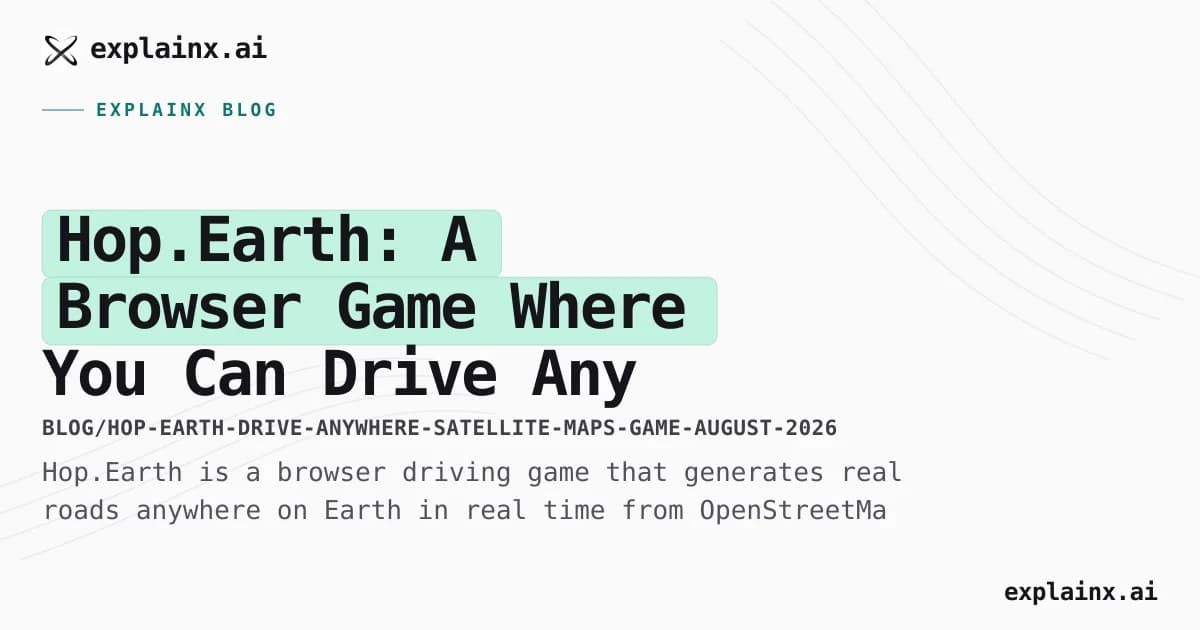 Hop.Earth: A Browser Game Where You Can Drive Any Real Road on Earth