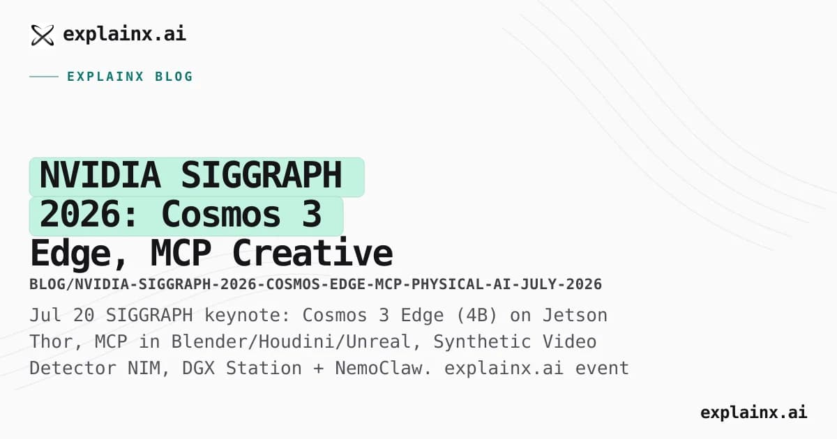 NVIDIA SIGGRAPH 2026: Cosmos 3 Edge, MCP Creative Agents, and the Physical AI Stack