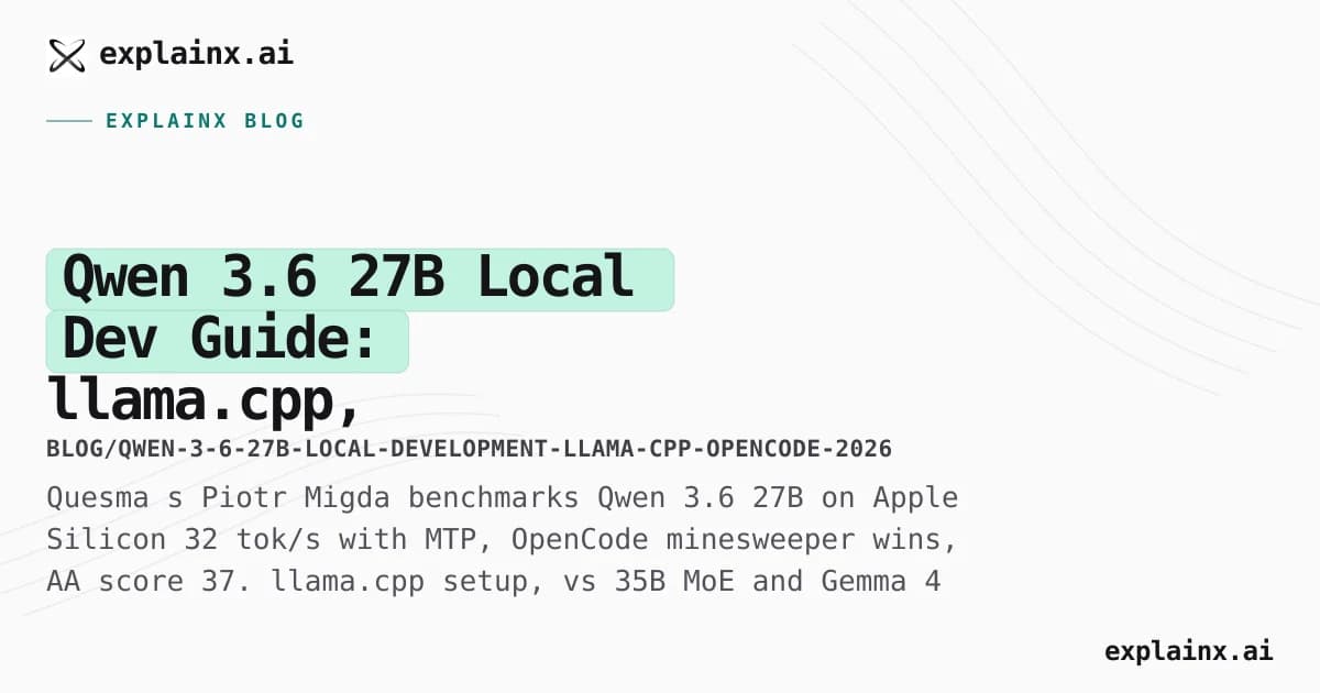 Qwen 3.6 27B Local Dev Guide: llama.cpp, OpenCode, and Why Dense Beats MoE