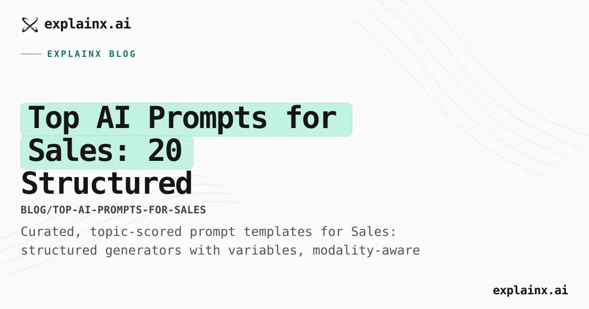 Top AI Prompts for Sales — 20 Structured Templates (2026) | explainx.ai ...