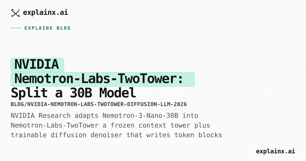 NVIDIA Nemotron-Labs-TwoTower: Split a 30B Model in Two for 2.42× Faster Diffusion Generation
