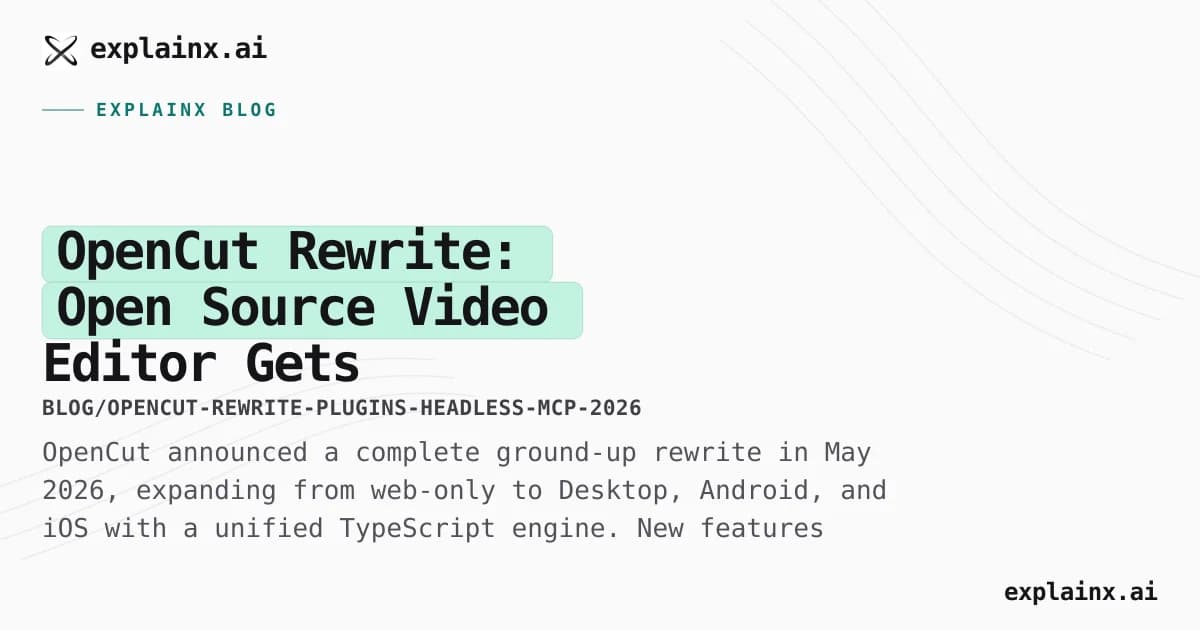 OpenCut Rewrite: Open Source Video Editor Gets Plugins, Headless Mode, MCP Server, and Multi-Platform Support