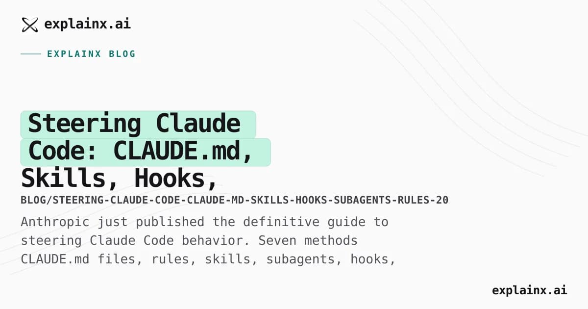 Steering Claude Code: CLAUDE.md, Skills, Hooks, Subagents, and Rules Explained