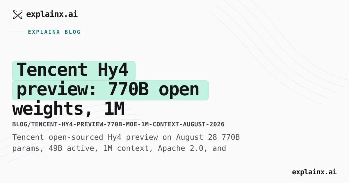 Tencent Hy4 preview: 770B open weights, 1M context, Apache 2.0