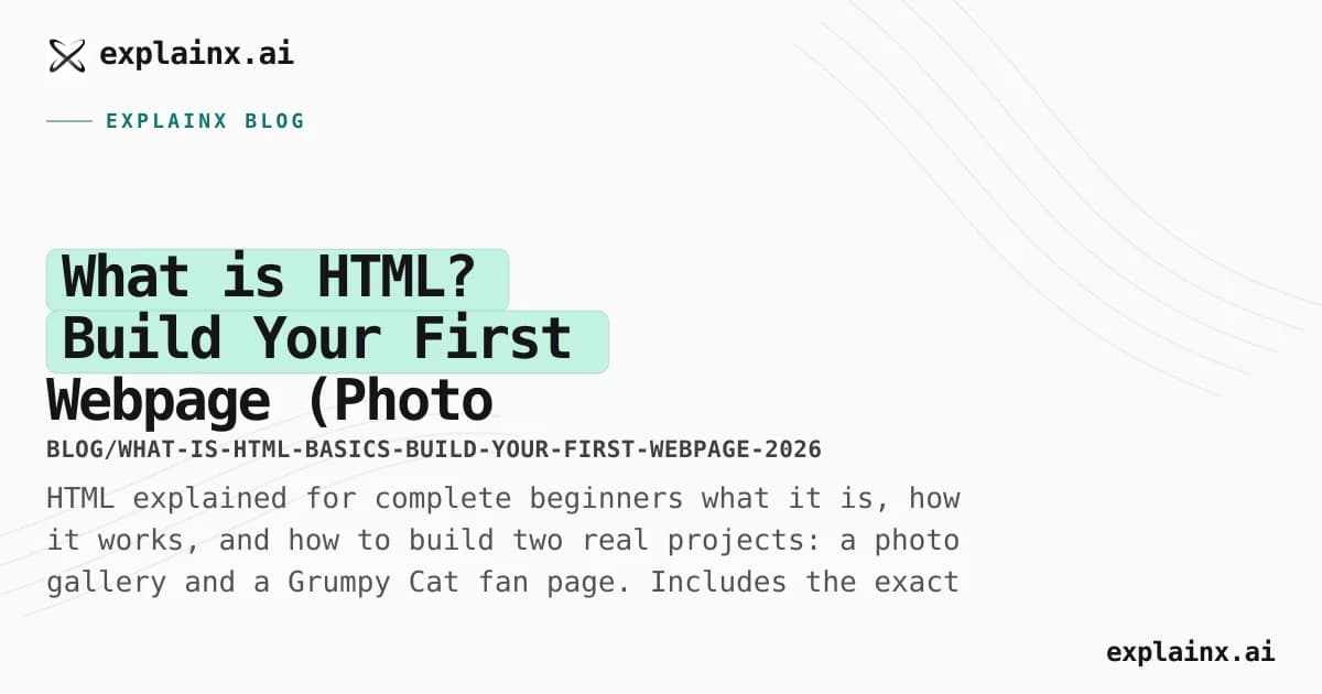 What is HTML? Build Your First Webpage (Photo Gallery + Grumpy Cat) — 2026 Guide