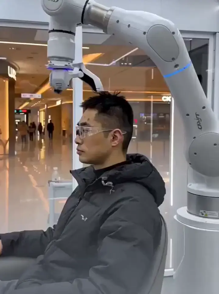 Animated WebP preview of the robot barber demo