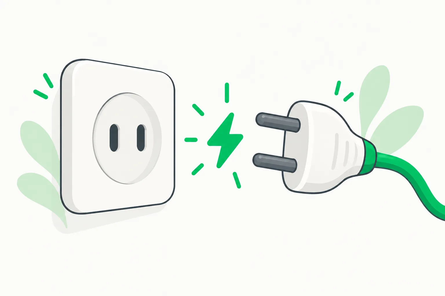 A plug and socket with a spark between them, showing the endpoint swap to the Eleven Realtime API