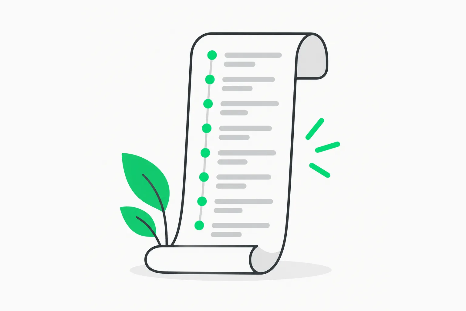 A ledger with green ticks, representing an audit log of AI agent actions that supports incident disclosure