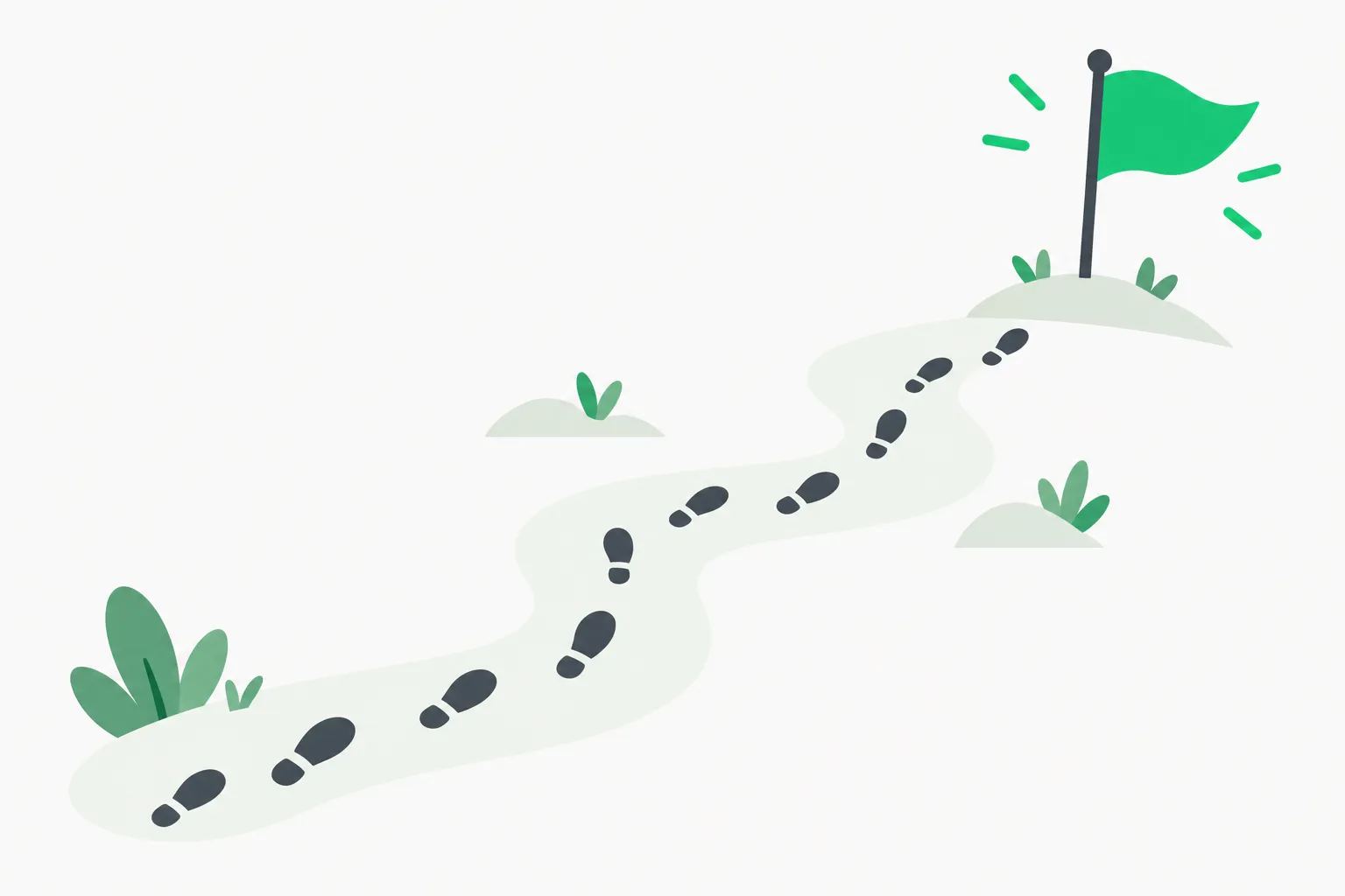 Chain of thought trail of footprints toward a flag, illustrating the reasoning transcripts distillers try to extract