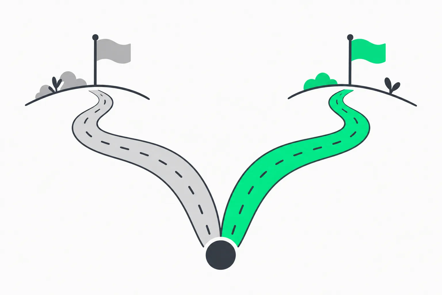 Two diverging paths, a picture of choosing between a frontier language model and a specialist world model for the same engineering job