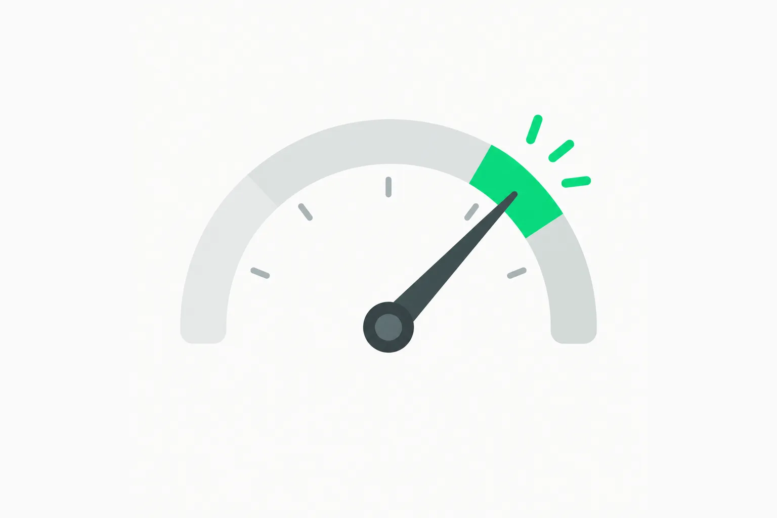 A gauge with a narrow green confidence band illustrating Clairic's 80 percent interval