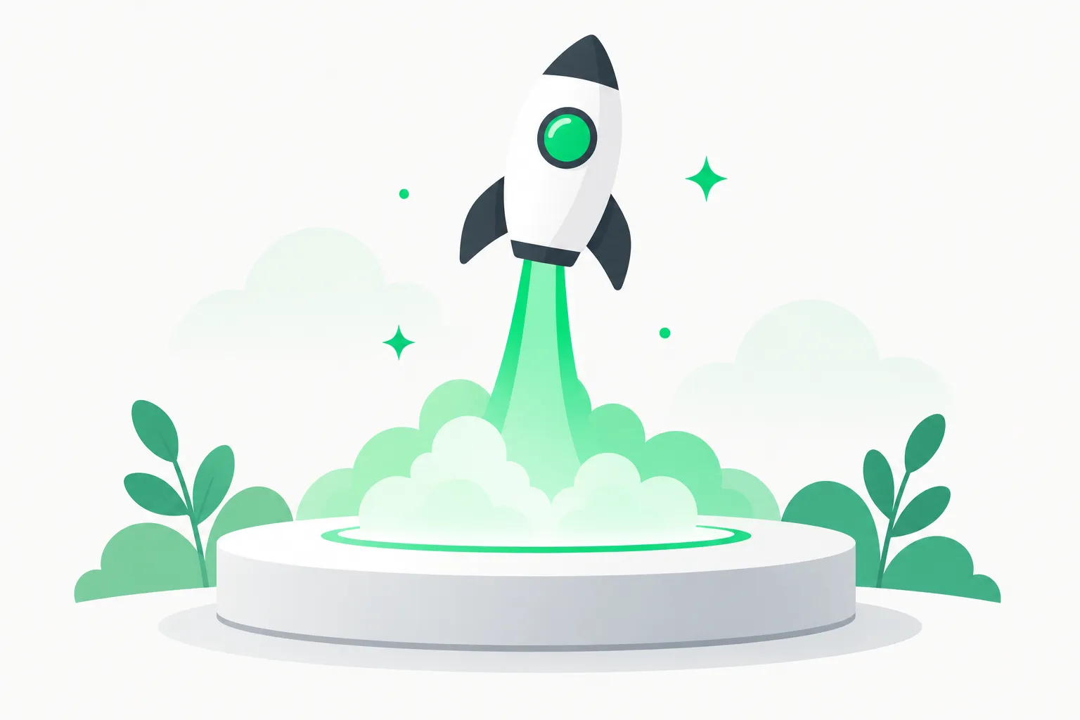 A rocket on a launch platform, illustrating how FastH3 Omni ships an 8-step video model for server and local runtimes