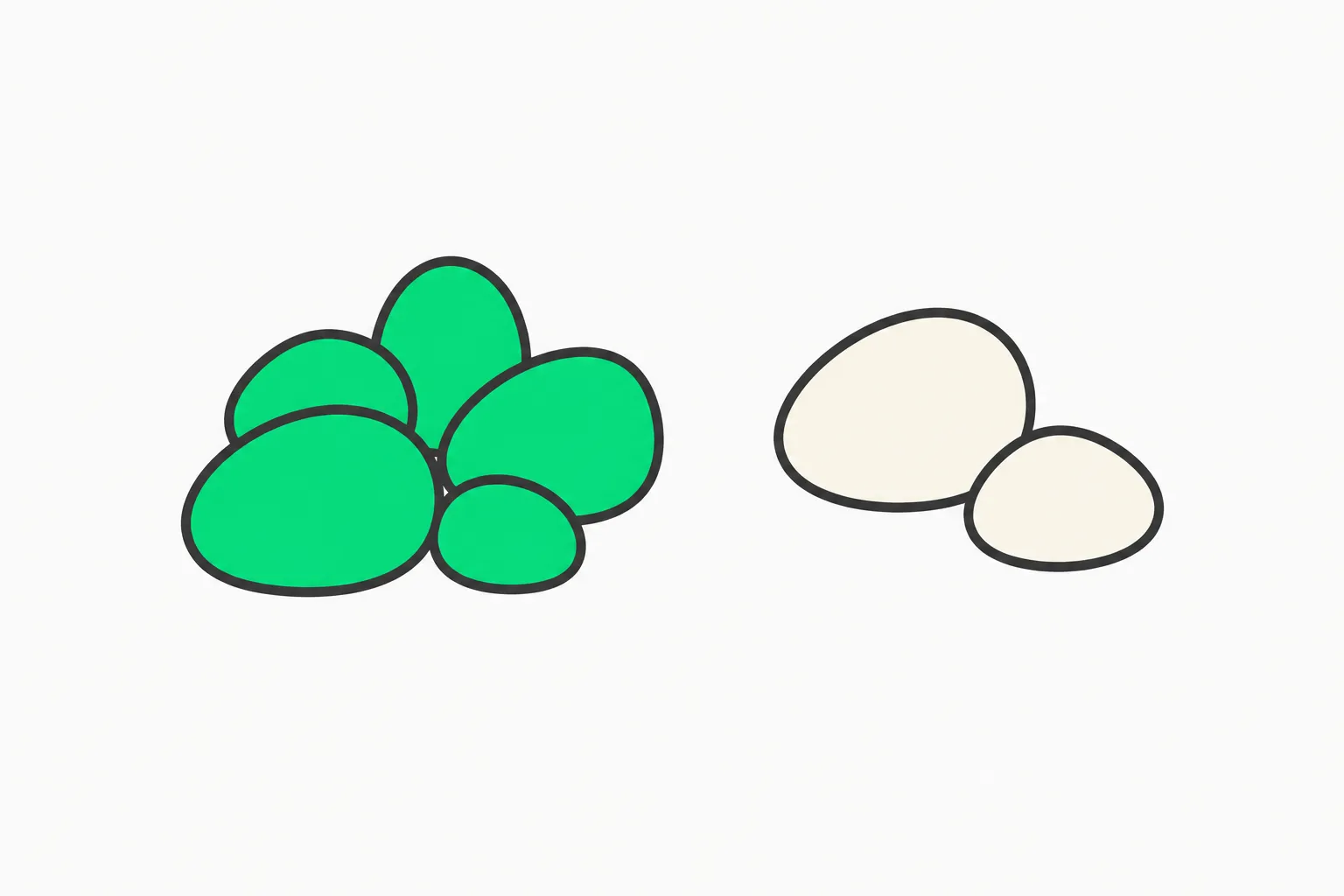 Two groups of embedding points, one dense and one sparse, showing shape structure that an embedding alignment can match