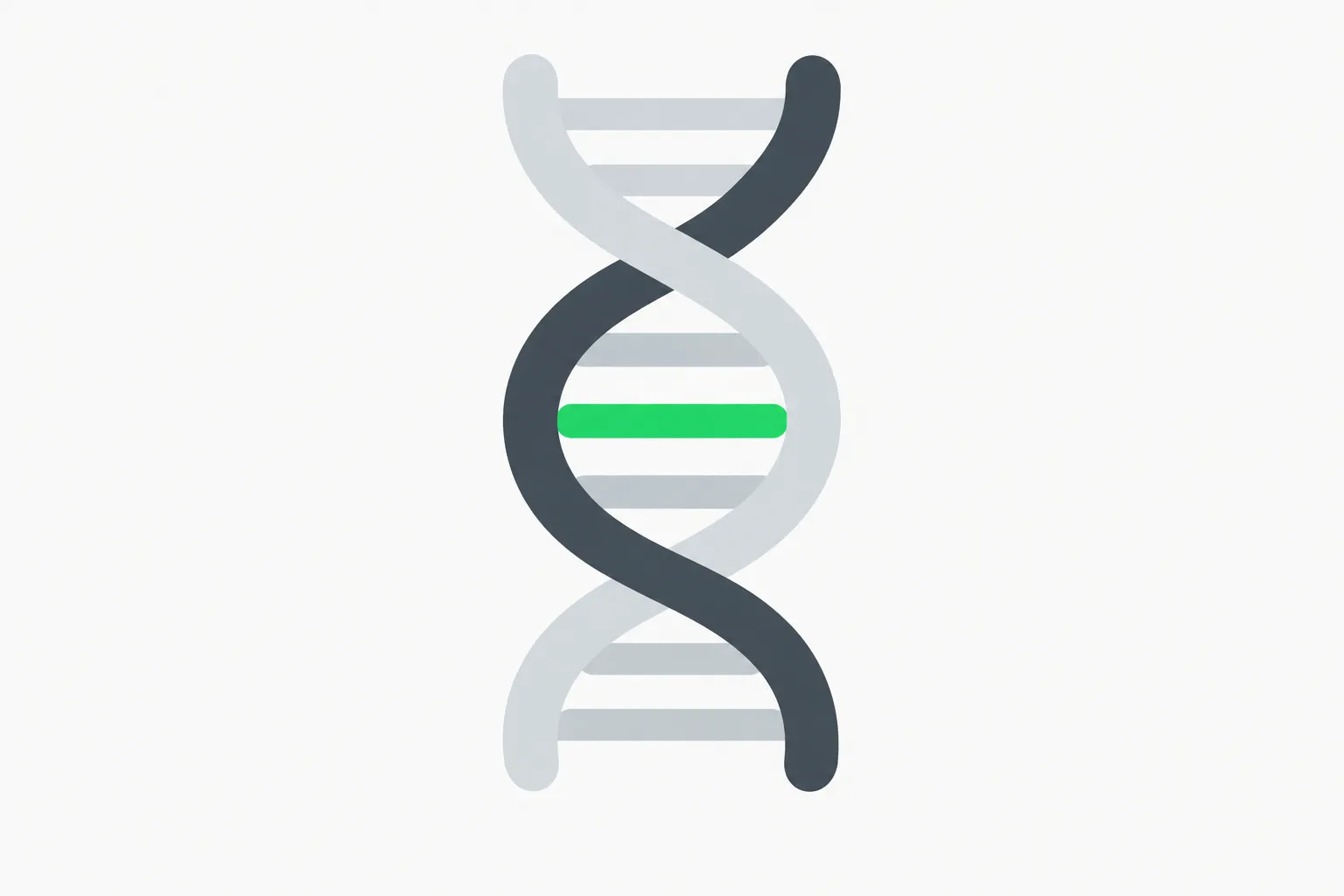 A rounded double helix with one green rung, illustrating how Carbon-X reads DNA sequences in chat