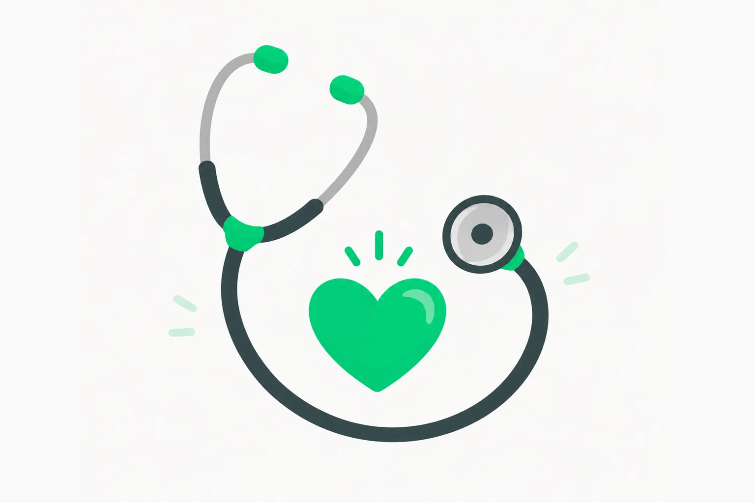 Stethoscope curving around a small heart, illustrating AI-assisted maternal care with blind sweep ultrasound
