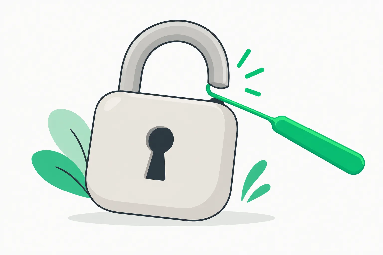 A padlock with a thin pick, standing for how outside testers probe model guardrails rather than edit code