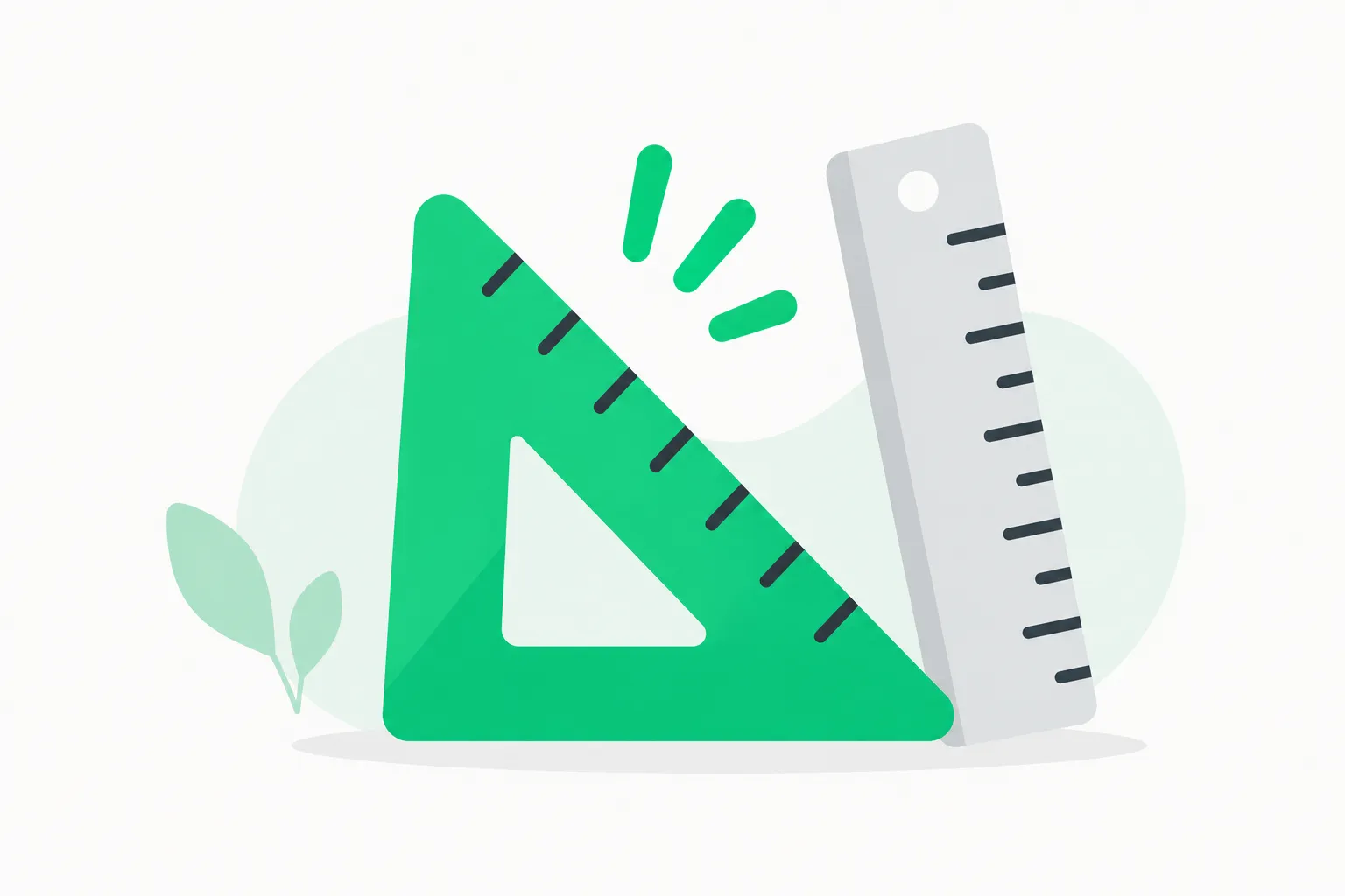 Math tutor triangle and ruler on a desk, illustrating an interactive learning app such as an AI-built periodic table