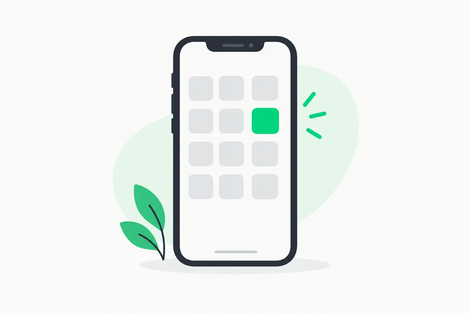 Phone outline with a grid of app squares representing Expo skills for building mobile apps with agents