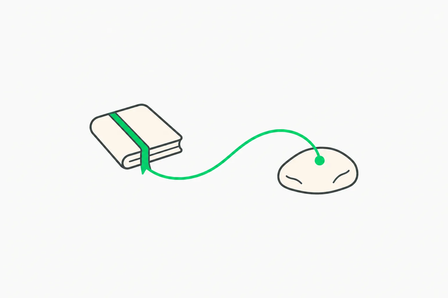 A green thread links a small cream book to one stepping stone, illustrating guided tutoring for teens in ChatGPT