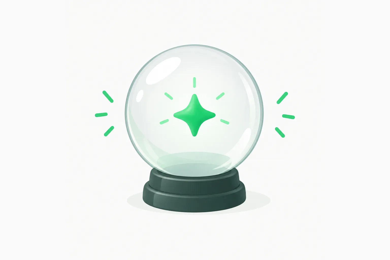A glass ball with a small green star inside, illustrating how far an AGI timeline prediction can be trusted