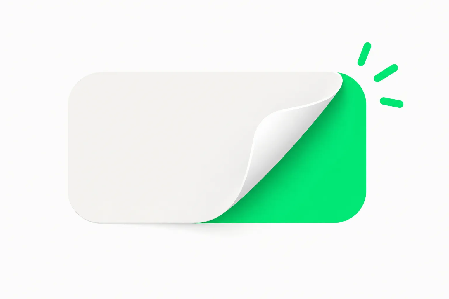 A label peeling away to reveal a fresh green label, illustrating new top-level domain names for AI brands