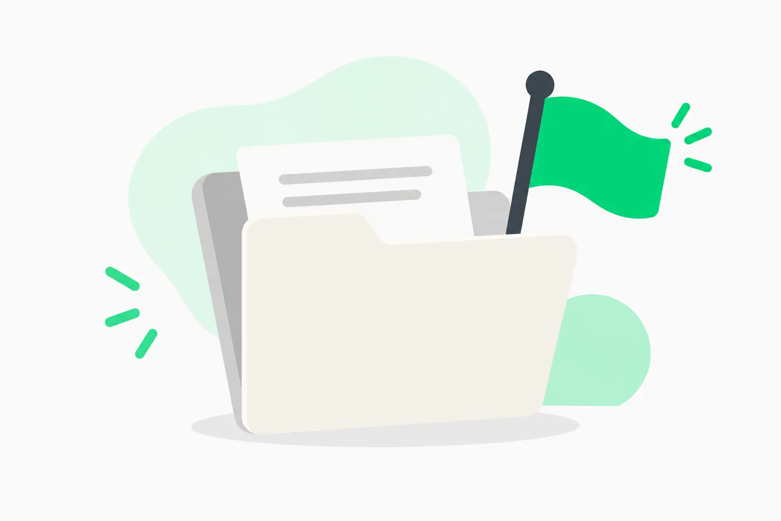 A rounded folder with a green flag, representing a safety report folder for Chinese AI model releases