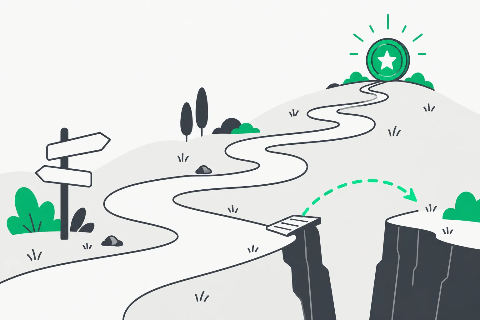A ball taking a shortcut beneath an obstacle, illustrating a workaround to reach gated data