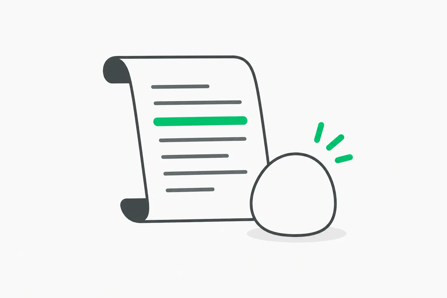 A script page being read by a small shape, representing the hidden system prompt tokens reported in Grok API requests