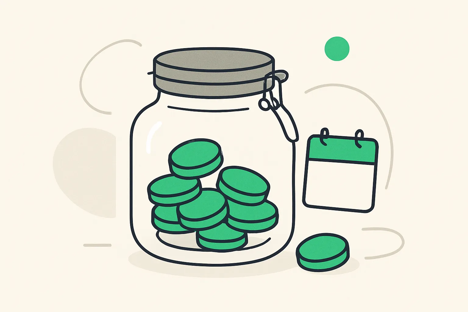 Budget cap lid on a coin jar representing a Claude Enterprise pooled group budget with individual guardrails