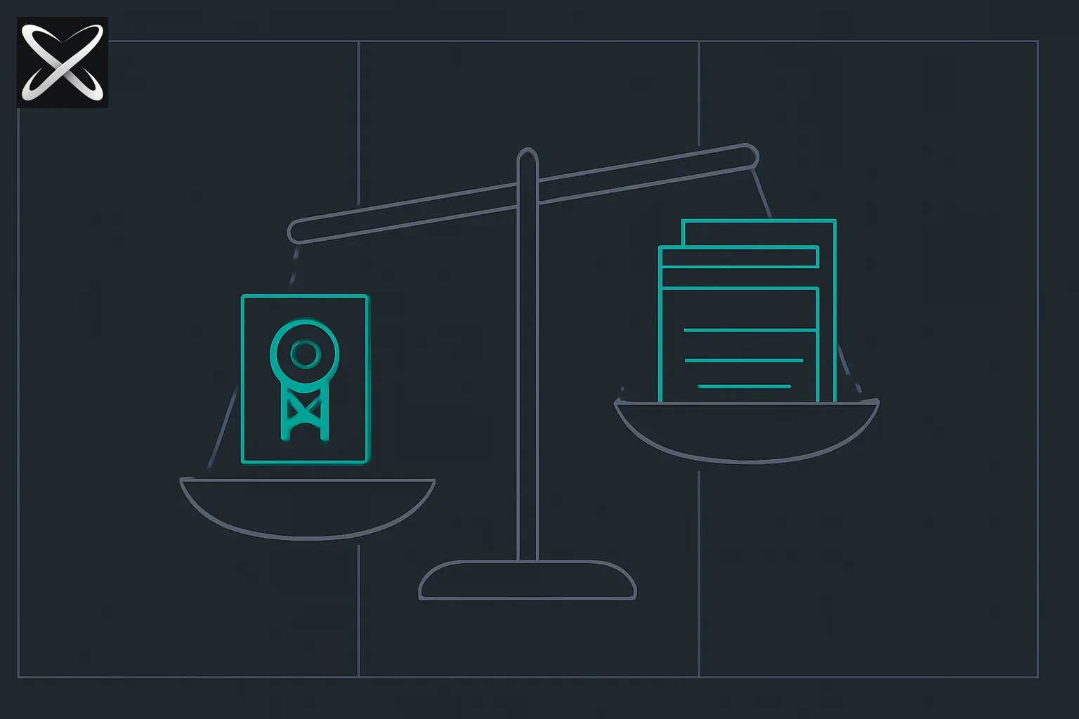 AI certifications vs building a portfolio — a balance scale tipping toward a stack of project folders over a single certificate badge