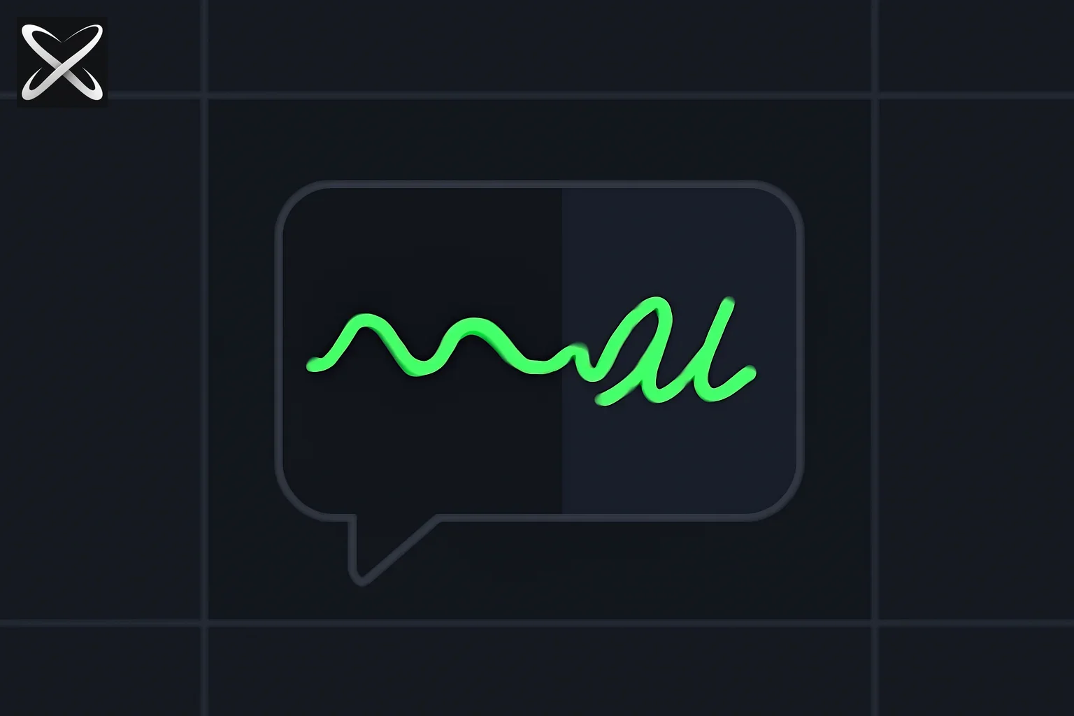 AI language learning diagram showing one script morphing into another within a single speech bubble
