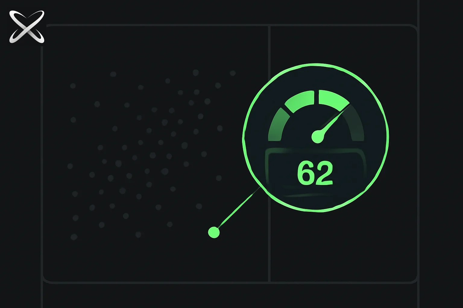 AI visibility and AEO measurement tools explained — one sample dot pulled from a wide scatter distribution into a falsely precise dashboard gauge