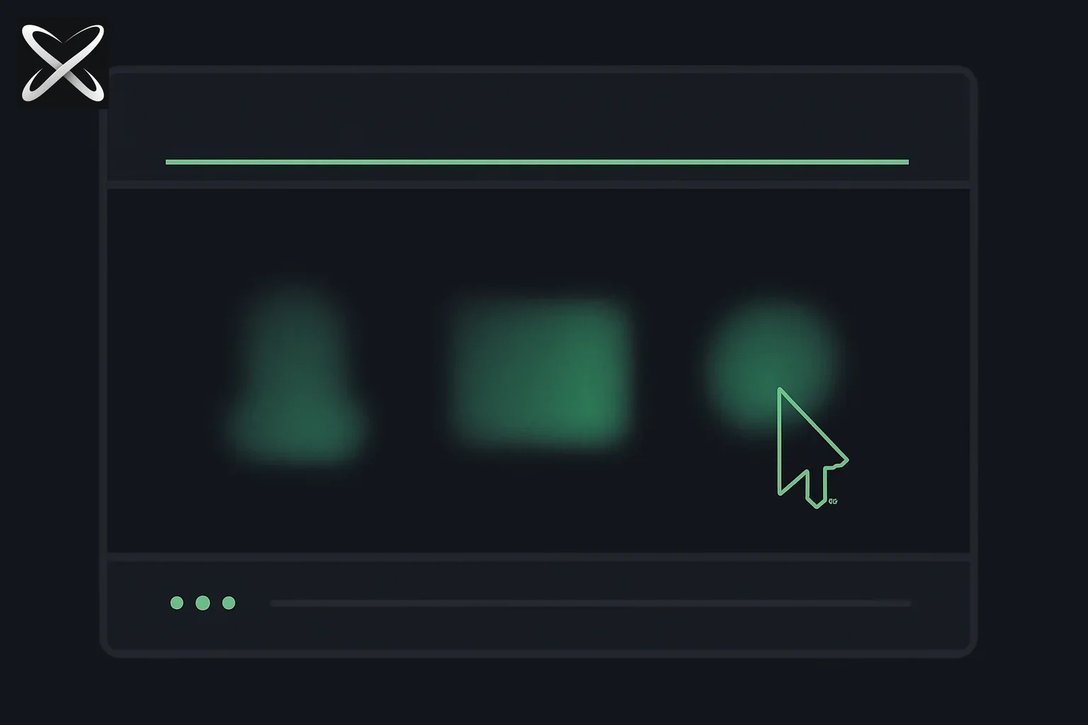 Universal AI video blur tool explained — three different object shapes each replaced by its own blurred patch with a selection cursor