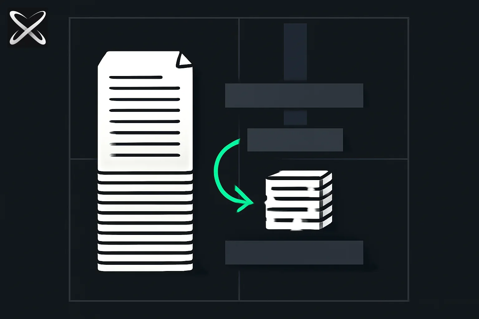 A tall stack of documents being compressed by a press into a small stack, illustrating how Claude Code sessions accumulate context that gets re-sent on every turn