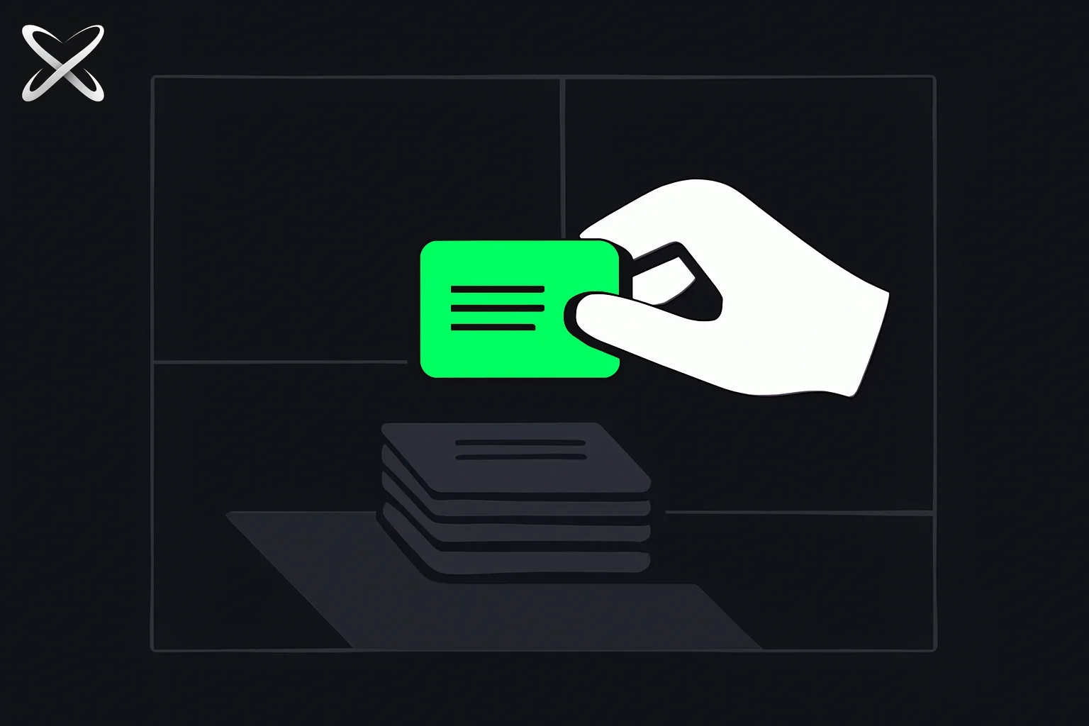 Knowledge worker AI agents diagram showing a cursor hand placing a finished task card onto a stack