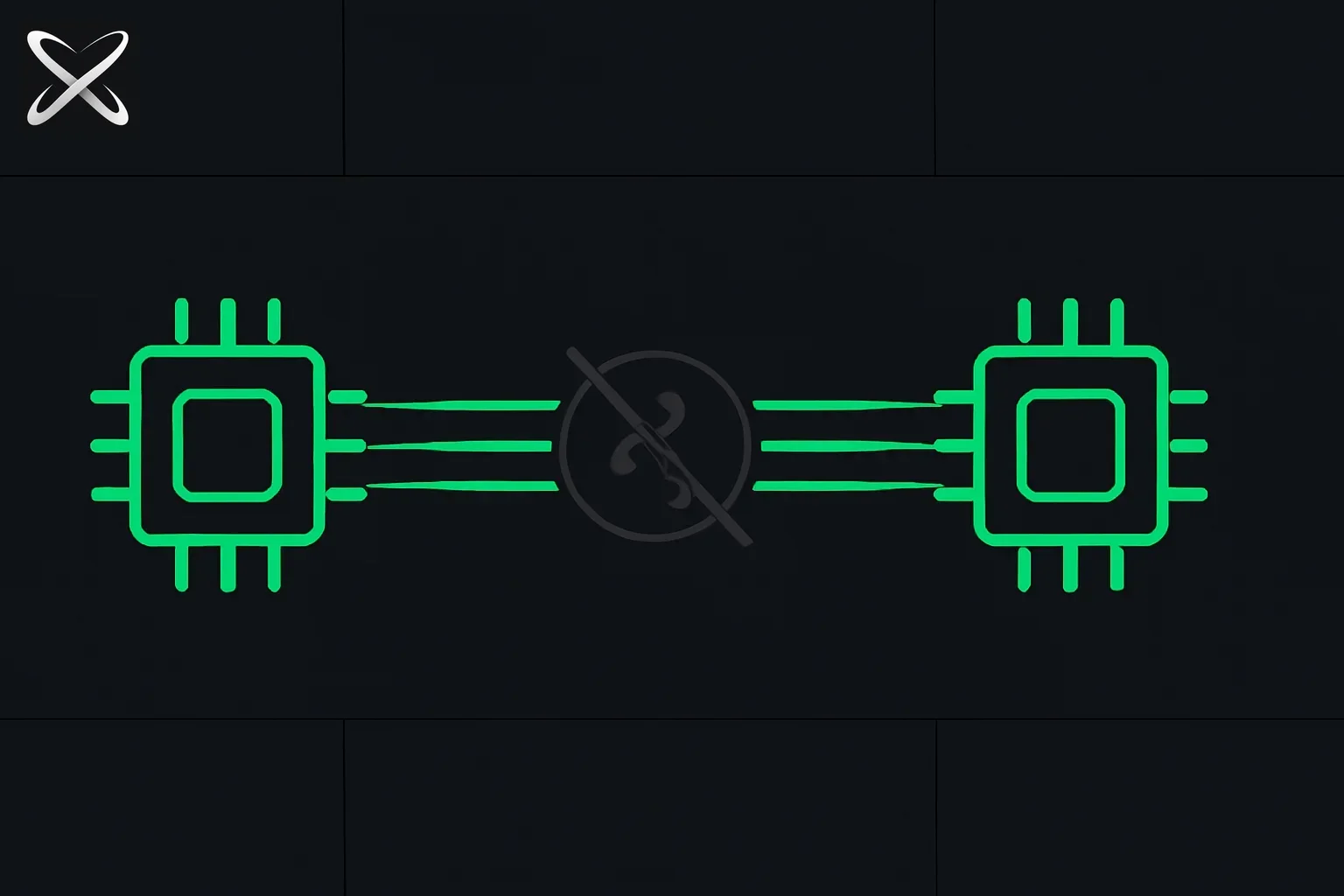 pplx-garden inference technology — two chips connected by direct parallel lines bypassing a greyed-out central hub