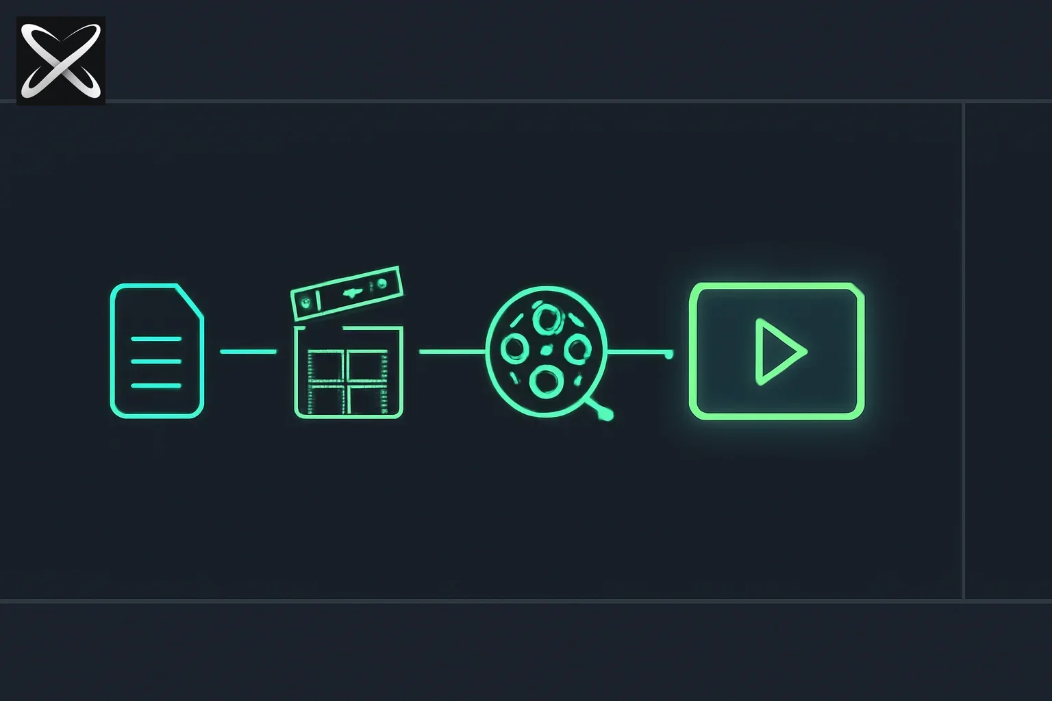 ViMax agentic video generation — a script flowing through clapperboard, storyboard, and reel stages into a finished video frame