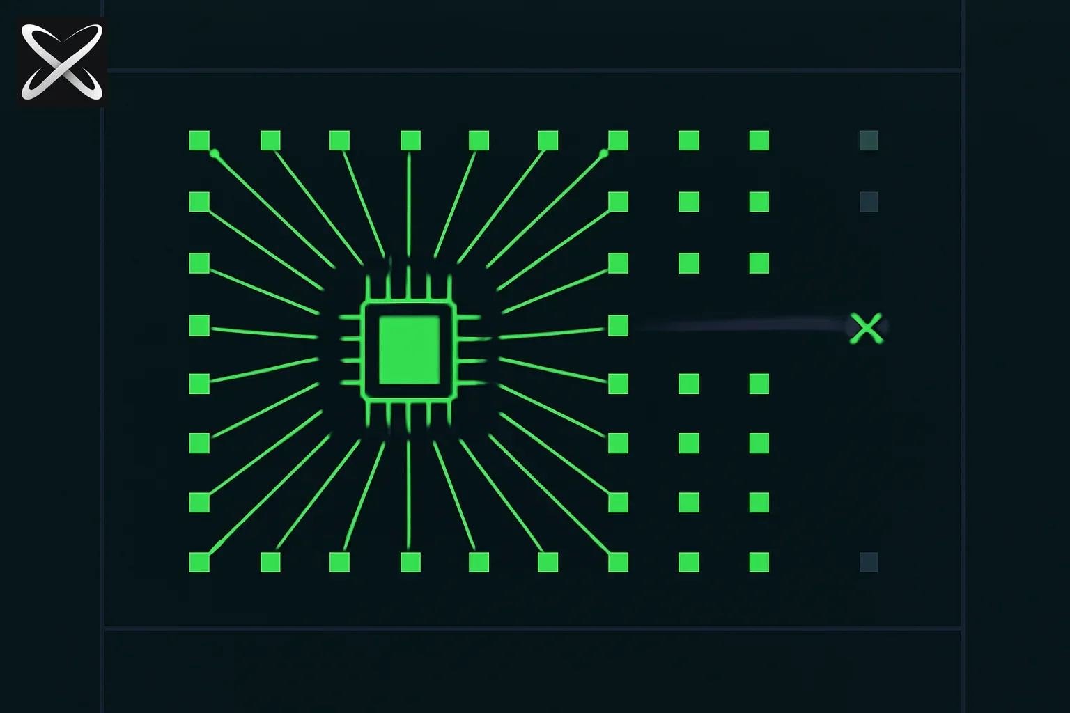 WebGPU explained — one chip driving a wide parallel grid of compute nodes versus a single crossed-out legacy path