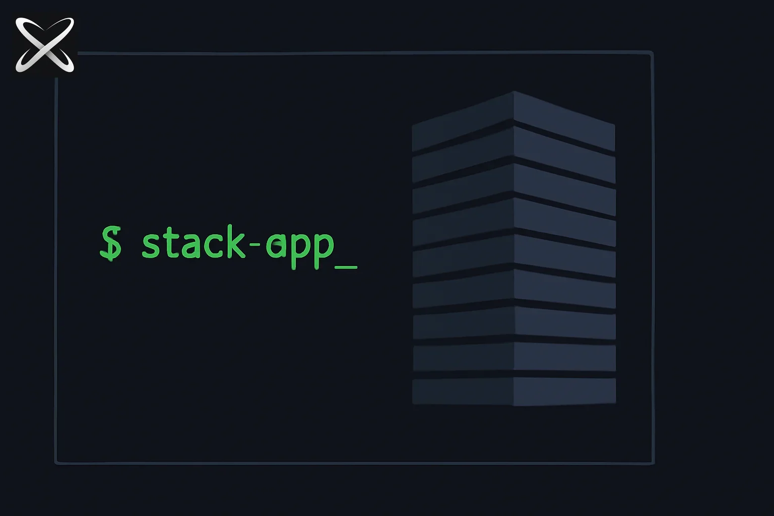 Next.js install diagram showing a typed terminal command transforming into a stacked project structure