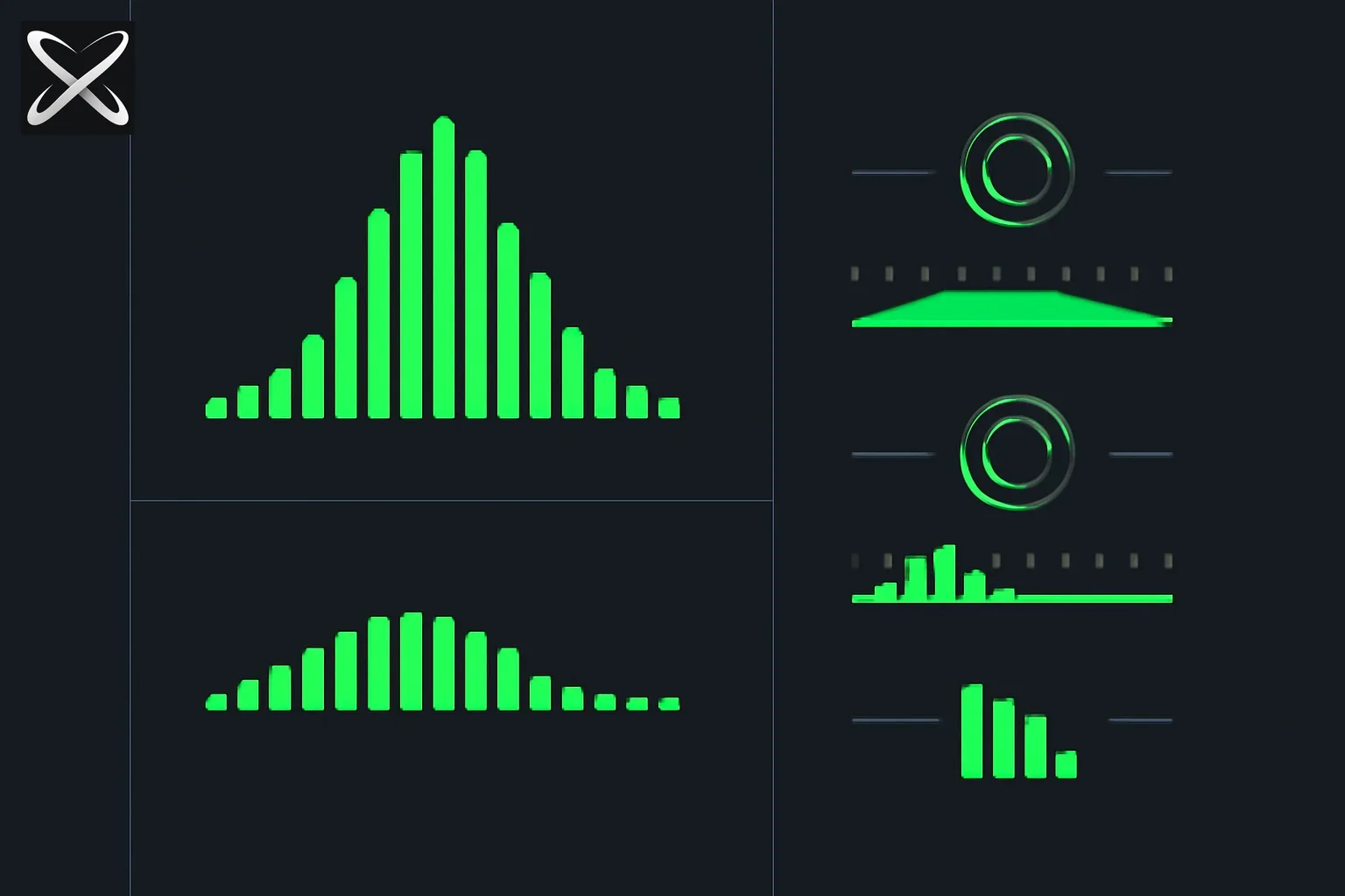 Temperature top-p top-k sampling diagram: three dial knobs reshaping a token probability curve in different ways