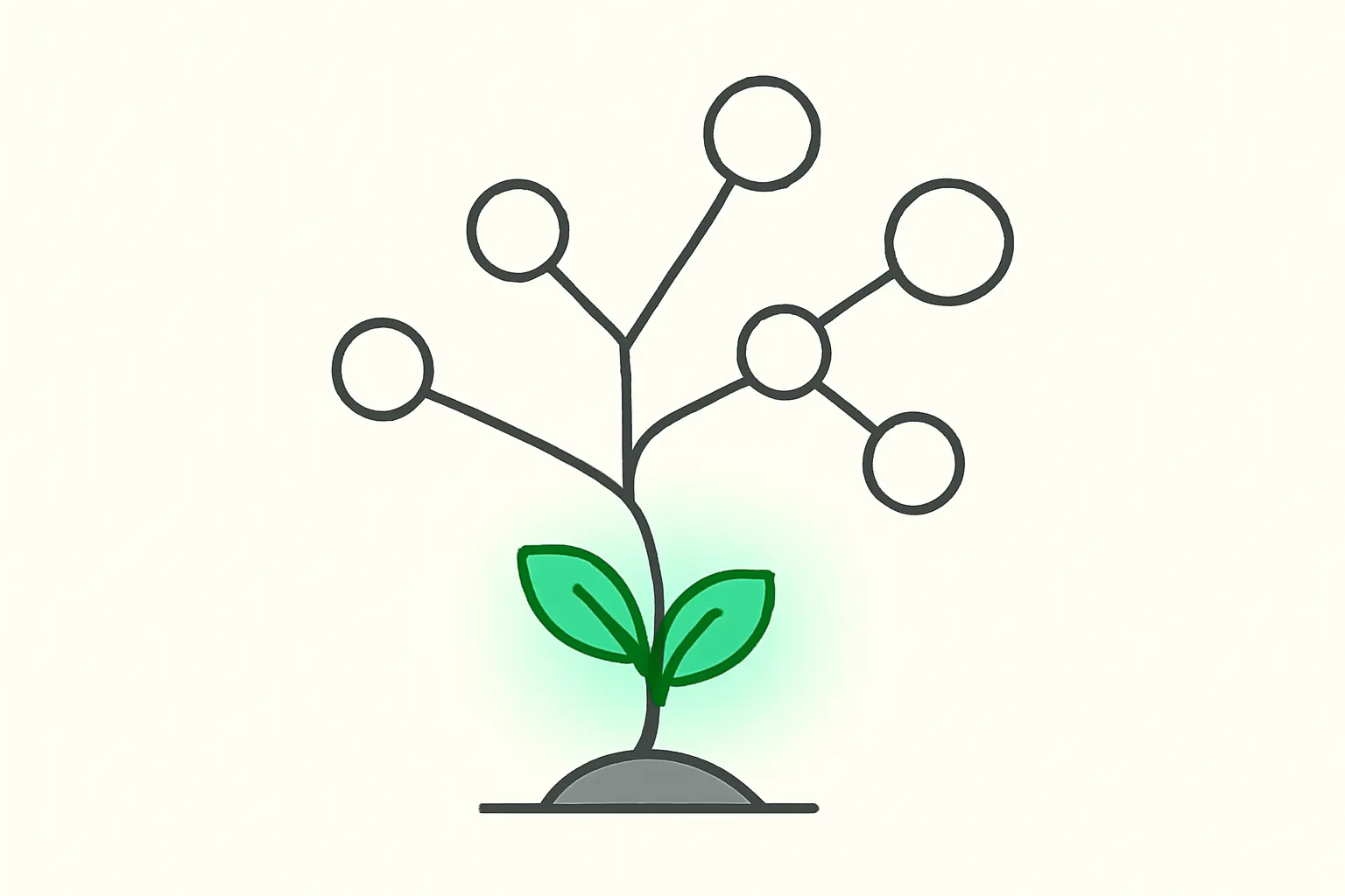 Illustration of a seed growing into a network, representing the AI Foundations pathway